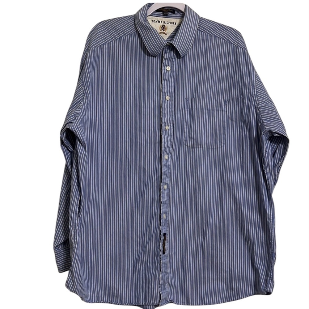 Tommy Hilfiger Men’s Striped Button Down Long Sleeve 17.5 (34-35)
